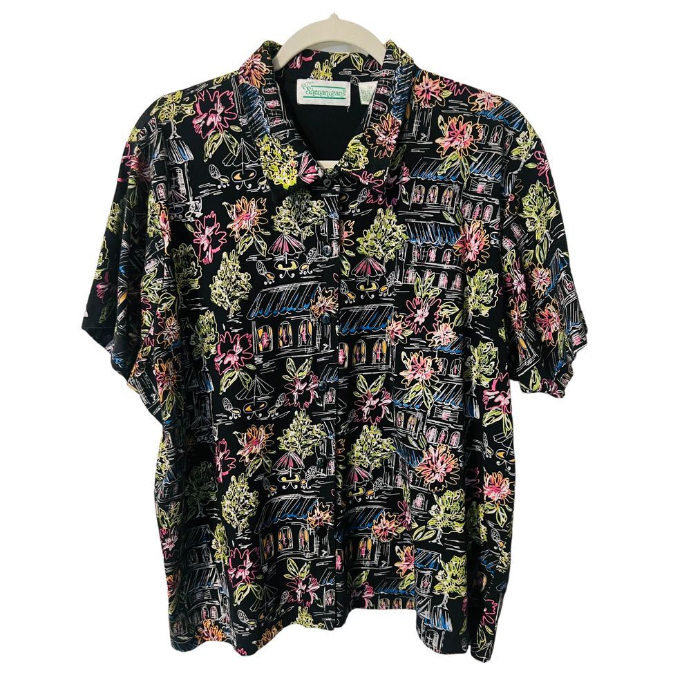 Extra Shenanigan's Women's Button Front Shirt Multi‎ Color Pattern Plus Size 3X
